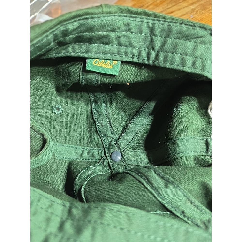Vintage Cabela's Mens Hat Green Embroidered Yellow Logo Adjustable 90s Strapback - Picture 6 of 8